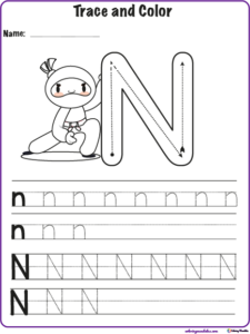 alphabet letter n worksheets for kids