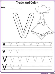 worksheet for kids letter V