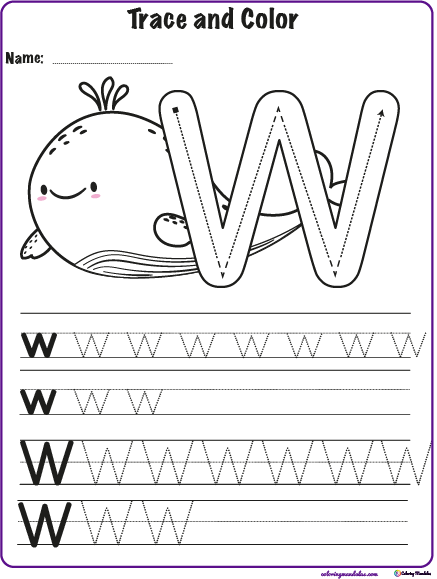 alphabet letter w worksheets for kids