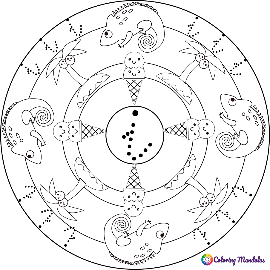 Trace letter i Mandala - Coloring Pages for Kids