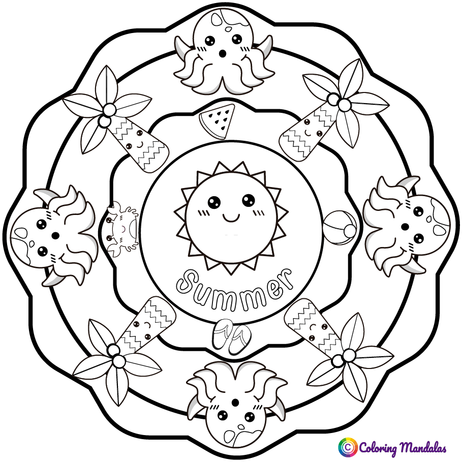 Summer mandala for kids - Coloring Pages for Kids